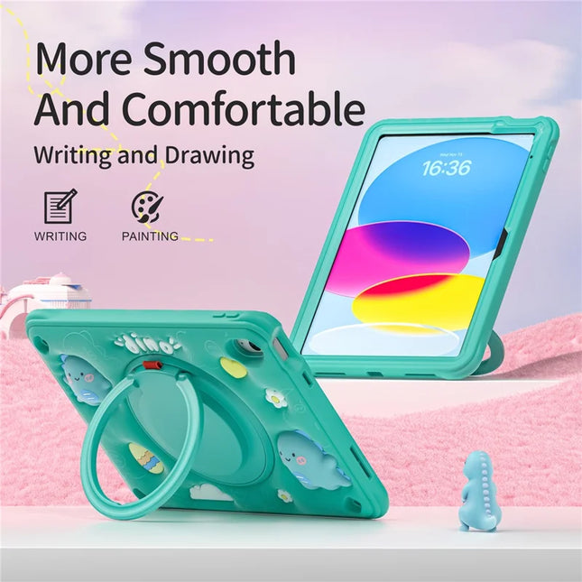 For iPad 10.9 (2022) Case with Shoulder Strap Kickstand PC+Silicone+TPU Tablet Cover