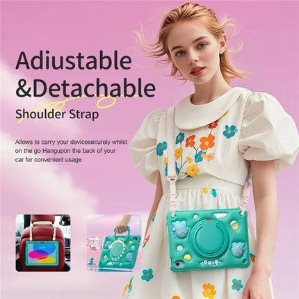 For iPad 10.9 (2022) Case with Shoulder Strap Kickstand PC+Silicone+TPU Tablet Cover