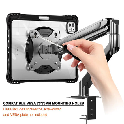 For iPad Pro 11 (2024) Clear Case PC+TPU+Acrylic Kickstand Tablet Back Cover