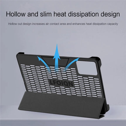 For Lenovo Legion Y700 (2024) Tablet Case Trifold Stand Leather+PC Hollow Back Cover Auto Wake / Sleep