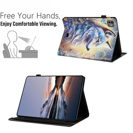 For iPad Pro 11 (2024) Case Pattern Leather Tablet Cover with Auto Sleep / Wake, Card Holder
