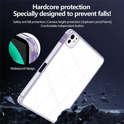 For iPad Pro 11 (2024) Case Clear TPU Tablet Protective Cover with Pen Slot
