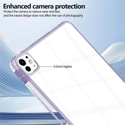 For iPad Pro 11 (2024) Case Clear TPU Tablet Protective Cover with Pen Slot