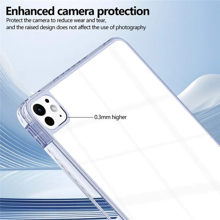 For iPad Pro 11 (2024) Case Clear TPU Tablet Protective Cover with Pen Slot