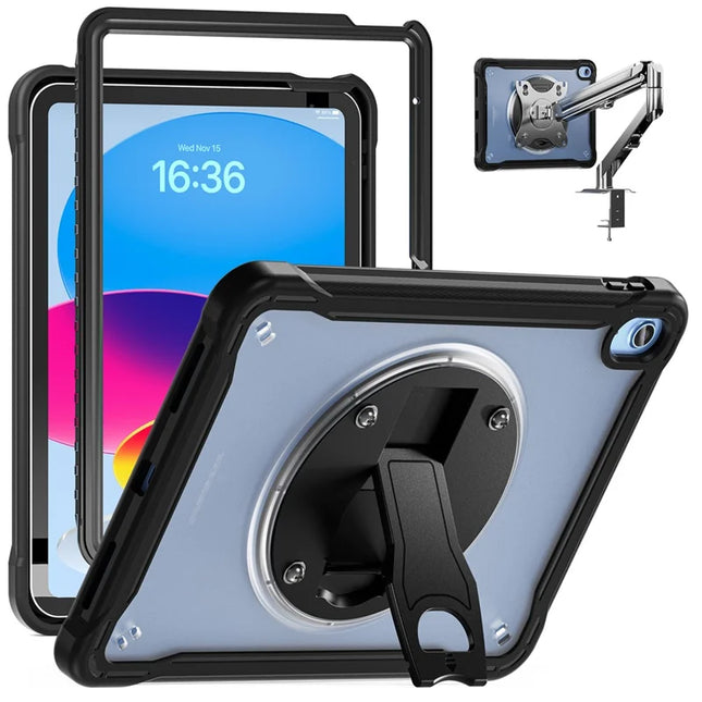 For iPad 10.9 (2022) Case Kickstand PC+Silicone+TPU Tablet Cover - Transparent