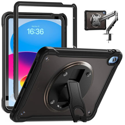 For iPad 10.9 (2022) Case Kickstand PC+Silicone+TPU Tablet Cover - Transparent Black