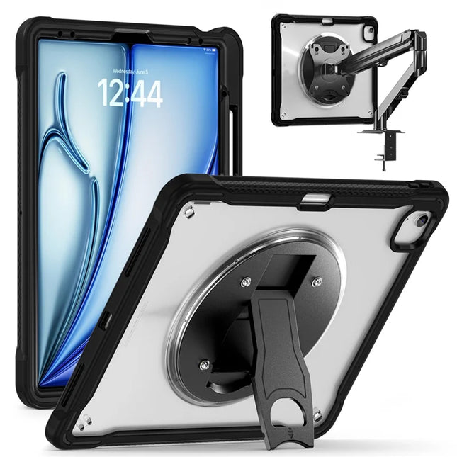 Kickstand Case for iPad Air 13 (2024) / iPad Pro 12.9 (2022) / (2021) / (2020) / (2018) PC+Silicone+TPU Tablet Cover - Transparent