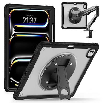 For iPad Pro 11 (2024) Case Kickstand PC+Silicone+TPU Tablet Cover - Transparent