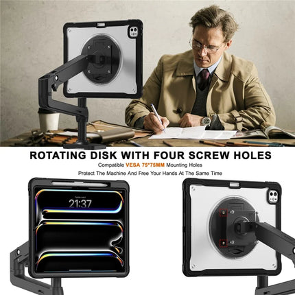For iPad Pro 11 (2024) Case Kickstand PC+Silicone+TPU Tablet Cover