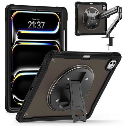 For iPad Pro 11 (2024) Case Kickstand PC+Silicone+TPU Tablet Cover - Transparent Black