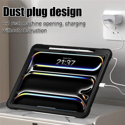 For iPad Pro 11 (2024) Case Kickstand PC+Silicone+TPU Tablet Cover