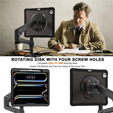 For iPad Pro 11 (2024) Case Kickstand PC+Silicone+TPU Tablet Cover