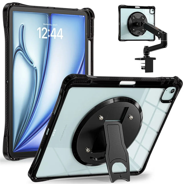 Clear Case for iPad Air 13 (2024) / iPad Pro 12.9 (2022) / (2021) / (2020) / (2018) PC+TPU+Acrylic Kickstand Cover