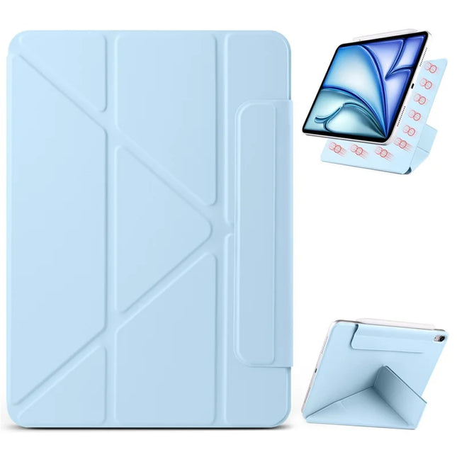 For iPad 10.9 (2022) Case PC + PU Leather Origami Stand Magnetic Tablet Cover - Baby Blue
