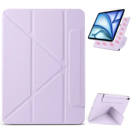 For iPad 10.9 (2022) Case PC + PU Leather Origami Stand Magnetic Tablet Cover - Purple