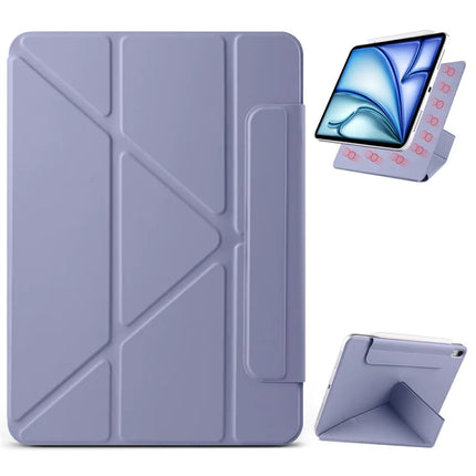 For iPad 10.9 (2022) Case PC + PU Leather Origami Stand Magnetic Tablet Cover - Lavender Purple