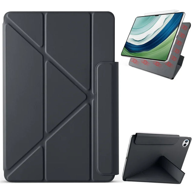 For Huawei MatePad Pro 13.2 Case PC + PU Leather Origami Stand Magnetic Tablet Cover - Black