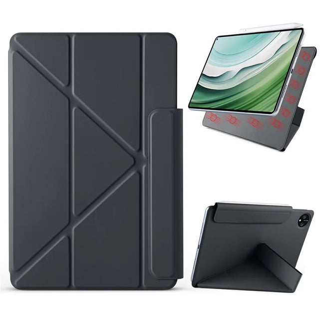 For Huawei MatePad Pro 11 (2024)  /  (2022) Case PC + PU Leather Origami Stand Magnetic Tablet Cover - Black
