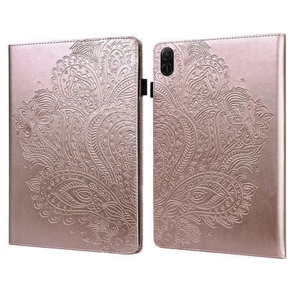 For Honor Pad X8a Case Peacock Flower Pattern Card Holder Leather Tablet Cover - Gold
