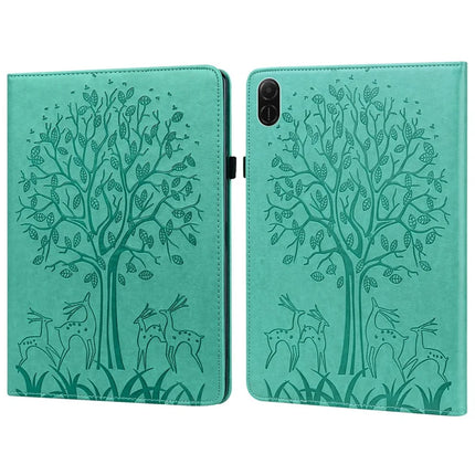 For Honor Pad X8a Case PU Leather Stand Tree Deer Pattern Tablet Cover - Green