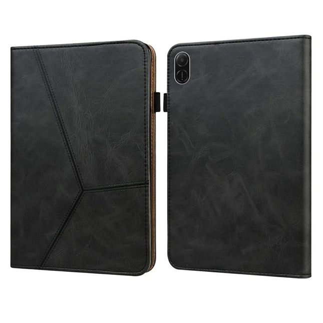 For Honor Pad X8a Case Line Imprinted PU Leather Card Holder Tablet Stand Cover - Black