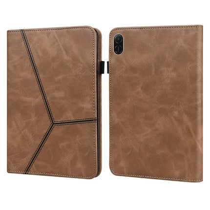 For Honor Pad X8a Case Line Imprinted PU Leather Card Holder Tablet Stand Cover - Brown