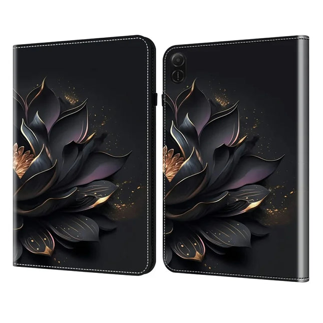 For Honor Pad X8a Case Pattern Printed Leather Tablet Cover with Card Slot - Flower