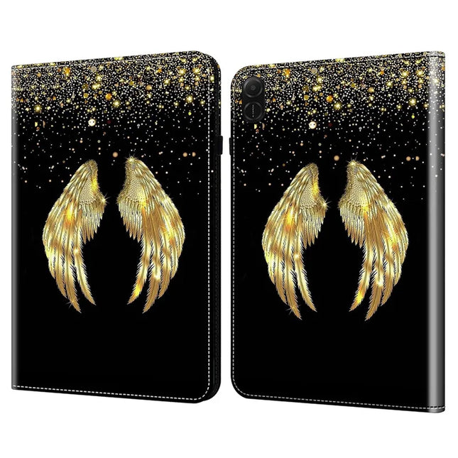 For Honor Pad X8a Case Flip Stand Leather Tablet Cover Pattern Printed - Gold Wings