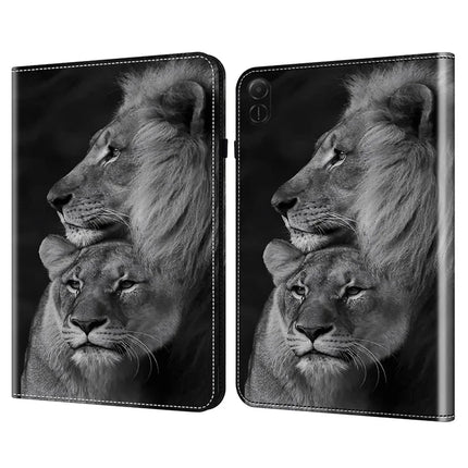 For Honor Pad X8a Case Flip Stand Leather Tablet Cover Pattern Printed - Couple Lions