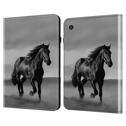 For Lenovo Tab Plus Case Flip Stand Leather Tablet Cover Pattern Printed - Black Horse