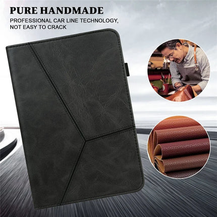 For Lenovo Tab Plus Case Line Imprinted PU Leather Card Holder Tablet Stand Cover