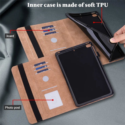 For Lenovo Tab Plus Case Line Imprinted PU Leather Card Holder Tablet Stand Cover