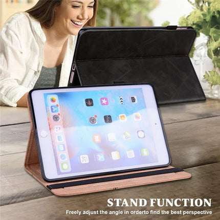 For Lenovo Tab Plus Case Line Imprinted PU Leather Card Holder Tablet Stand Cover