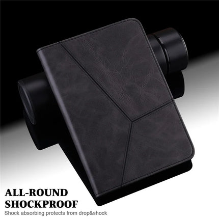 For Lenovo Tab Plus Case Line Imprinted PU Leather Card Holder Tablet Stand Cover