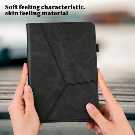 For Lenovo Tab Plus Case Line Imprinted PU Leather Card Holder Tablet Stand Cover