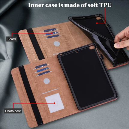 For Lenovo Tab Plus Case Line Imprinted PU Leather Card Holder Tablet Stand Cover