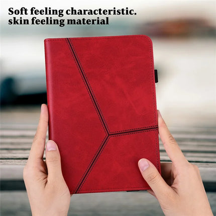 For Lenovo Tab Plus Case Line Imprinted PU Leather Card Holder Tablet Stand Cover