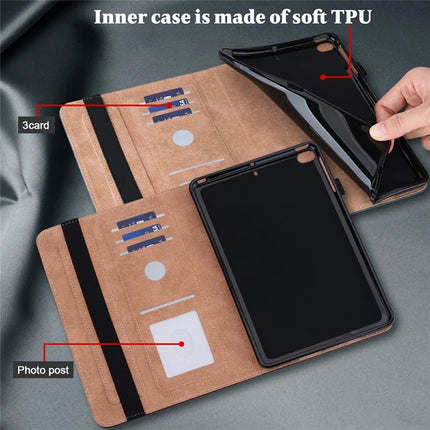 For Lenovo Tab Plus Case Line Imprinted PU Leather Card Holder Tablet Stand Cover