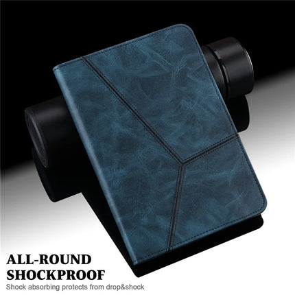 For Lenovo Tab Plus Case Line Imprinted PU Leather Card Holder Tablet Stand Cover