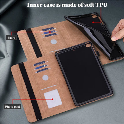 For Lenovo Tab Plus Case Line Imprinted PU Leather Card Holder Tablet Stand Cover