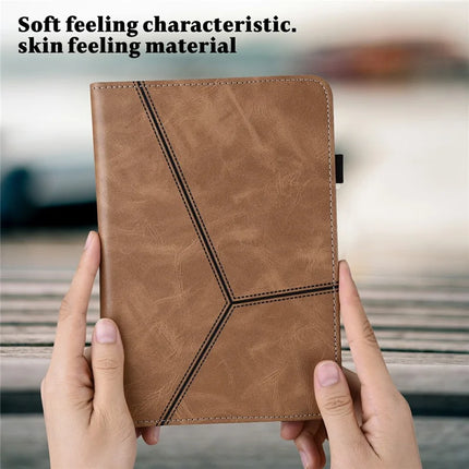 For Lenovo Tab Plus Case Line Imprinted PU Leather Card Holder Tablet Stand Cover