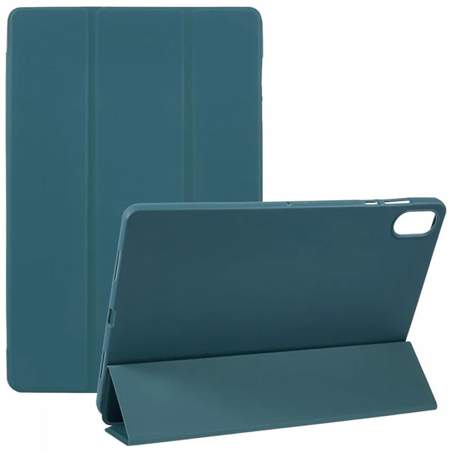 For Honor Pad X8a Case PU Leather+Silicone Tri-Fold Stand Tablet Cover - Blackish Green