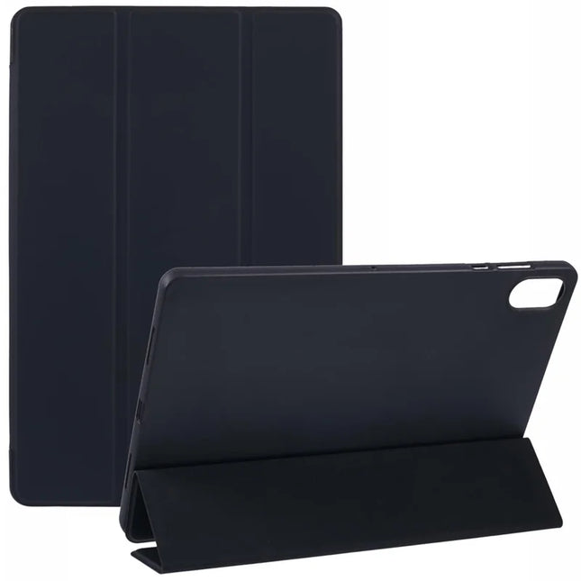 For Honor Pad X8a Case PU Leather+Silicone Tri-Fold Stand Tablet Cover - Black