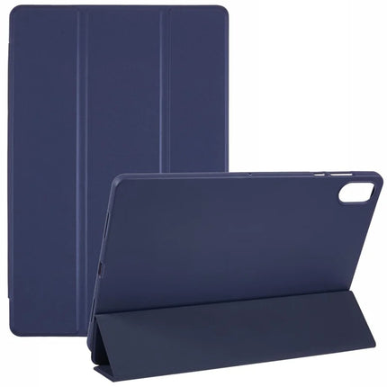 For Honor Pad X8a Case PU Leather+Silicone Tri-Fold Stand Tablet Cover - Dark Blue