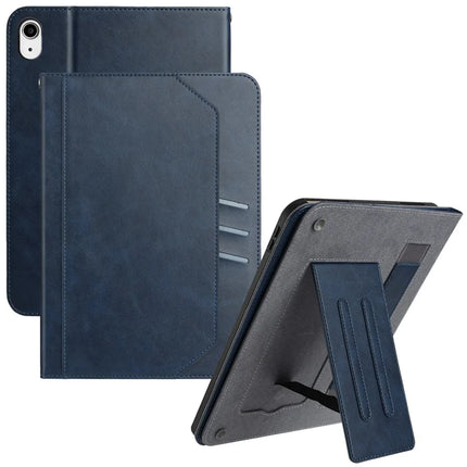 For iPad mini (2021) Wallet Case Auto Wake / Sleep Leather Flip Tablet Cover Cowhide Texture - Blue