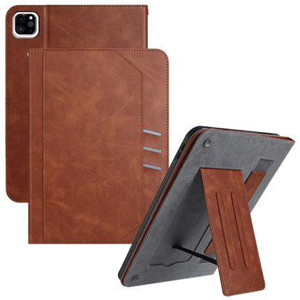 For iPad Pro 11 (2024) Wallet Case Auto Wake / Sleep Leather Flip Tablet Cover Cowhide Texture - Brown