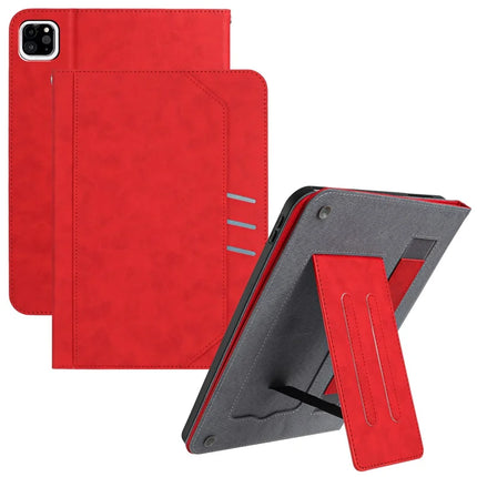 For iPad Pro 11 (2024) Wallet Case Auto Wake / Sleep Leather Flip Tablet Cover Cowhide Texture - Red