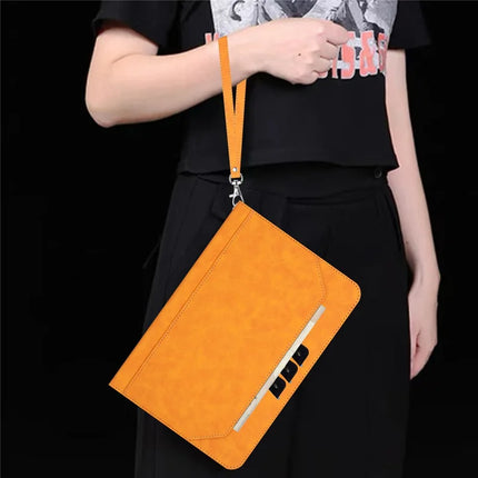 For iPad 10.9 (2022) Wallet Case Auto Wake / Sleep Leather Flip Tablet Cover Cowhide Texture
