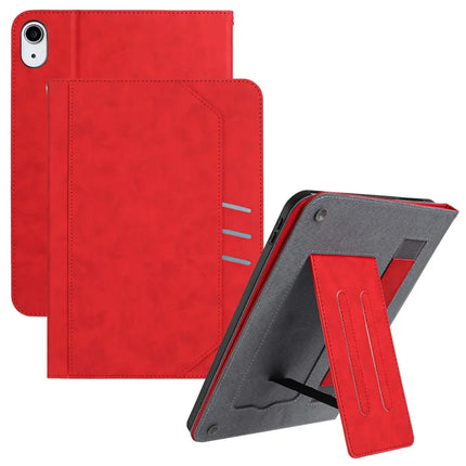 For iPad 10.9 (2022) Wallet Case Auto Wake / Sleep Leather Flip Tablet Cover Cowhide Texture - Red