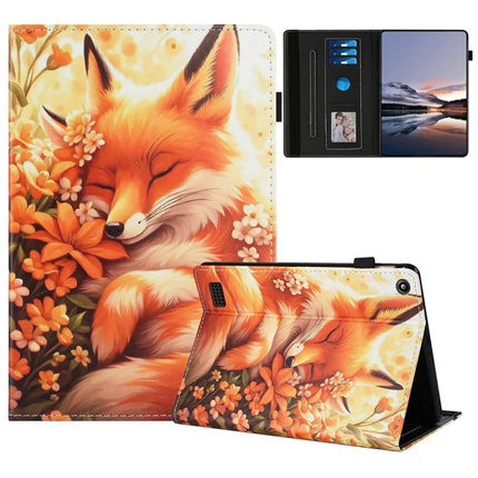 Tablet Case For Amazon Fire 7 (2019) / (2017) / 2015 Pattern Leather Cover Auto Sleep / Wake, Card Holder - Flower Fox